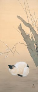 Hishida Shunso, Kat en pruimenbloesem door Hishida shunso